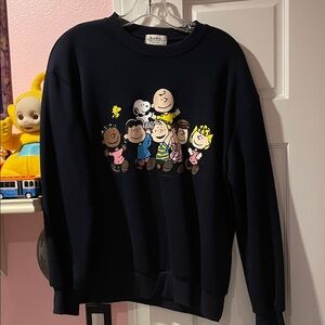 Ada Navy Crewneck Sweater with Cartoon Design